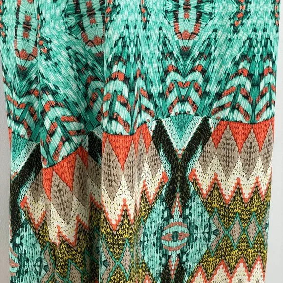 Altar'd State Dress M Aqua Coral Southwest Aztec Flowy Comfortable Maxi Long - Picture 13 of 13